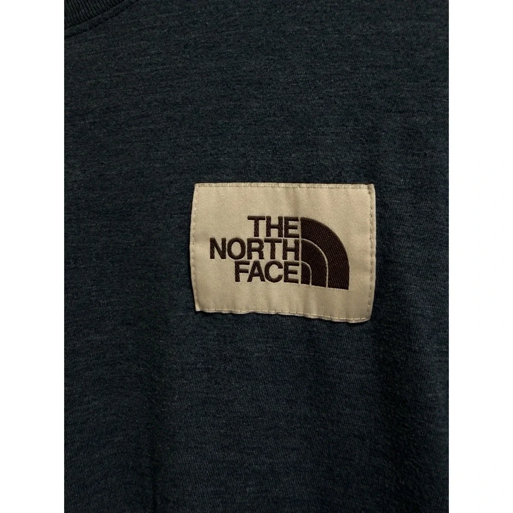 The North Face Men's Medium Heather-Ed Blue Box Logo Patch / Graphic Tee